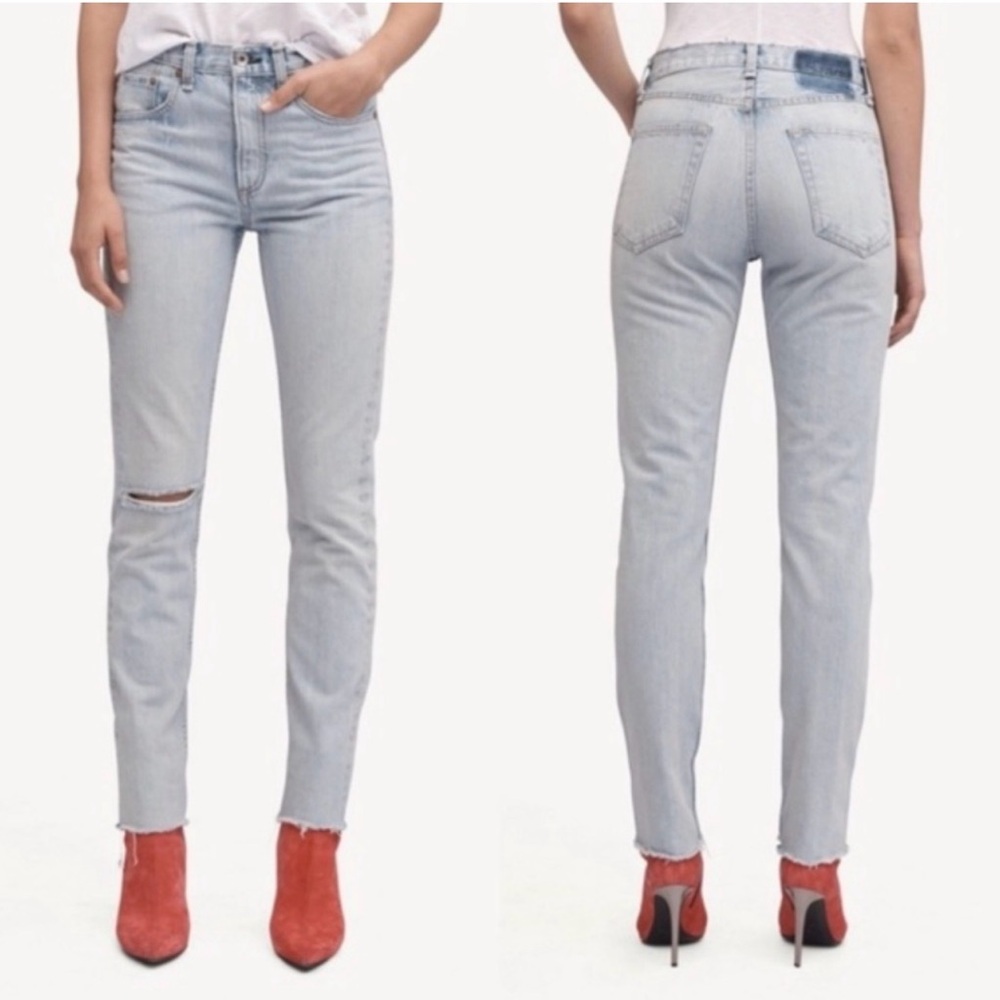 Rag & Bone Light Wash Distressed Dre Skinny Jeans 25